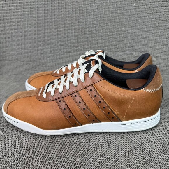 Adidas Golf Mens Size 11.5 Tan & Black Spikeless golf shoes leather suede - Picture 1 of 8